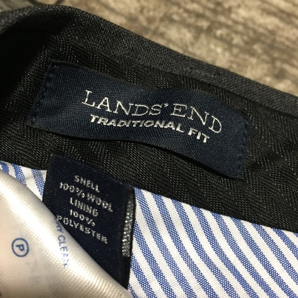 Lands End Traditional Fit Wool Dress Pants Men’s 36x30 Gray Pleated Cuffed - Picture 10 of 11